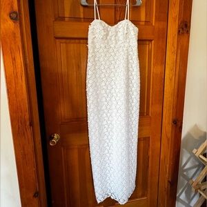 Lilly Pulitzer White Lace Spaghetti Strap Dress with Floral Overlay